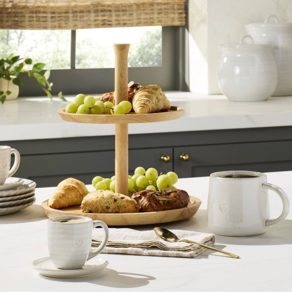 Hearth & Hand with Magnolia Two Tiered Wood Serving Tray Round Shape NWT - Picture 15 of 15
